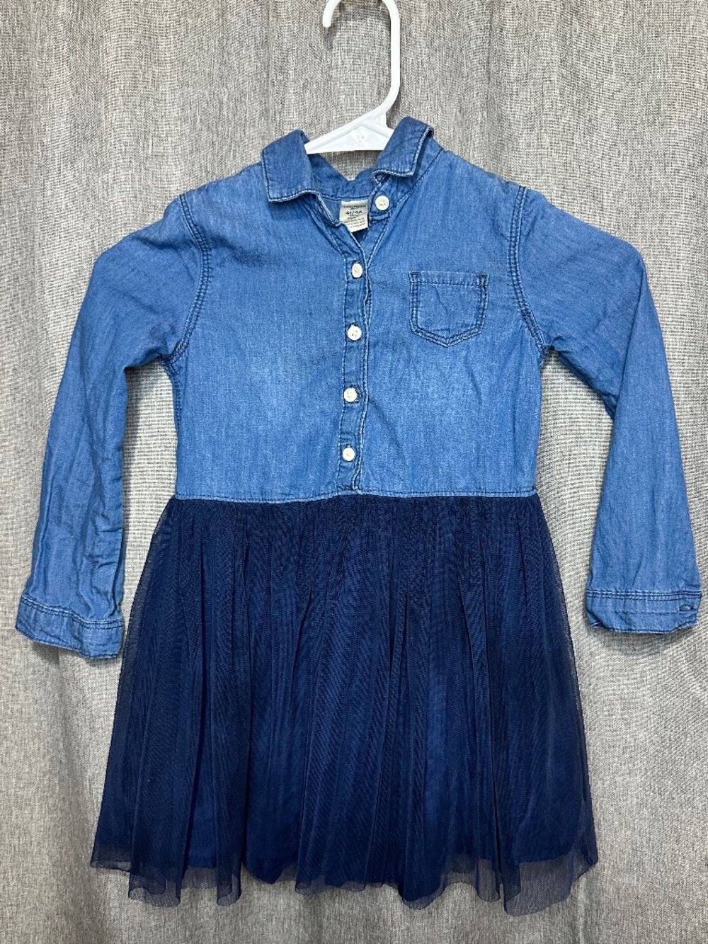 OshKosh B'gosh Toddler Girls Chambray Denim Navy Tulle Tutu Dress - 4T
